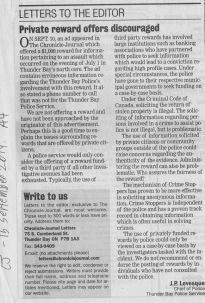 Thunder Bay Chief of Police reply